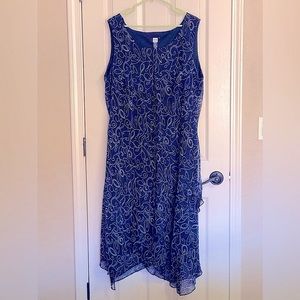 Semi formal dress, Navy with silver-line detail